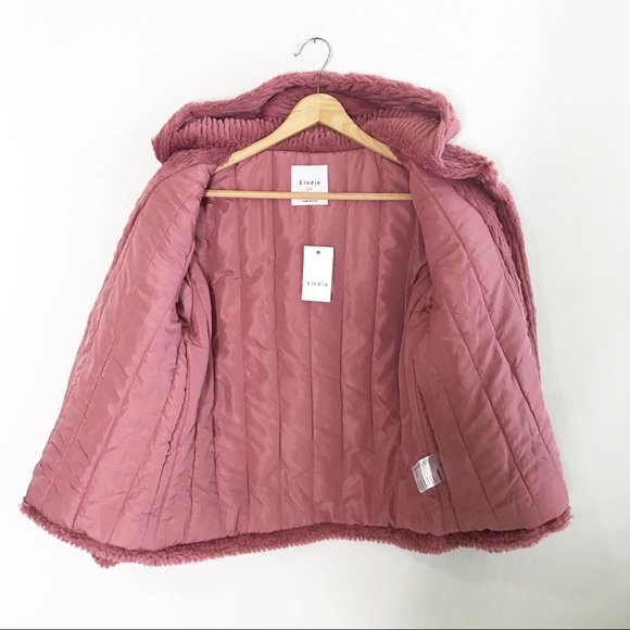NWT Elodie Girl’s Blush Pink Fuzzy Hooded Jacket - Picture 2 of 7